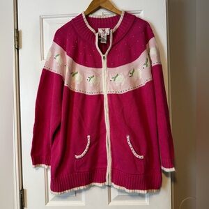 🐻 The Quacker Factory Polar Bear Zip Cardigan - Women's Size 3X